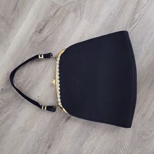 Vintage Black Clutch with Rhinestone trim